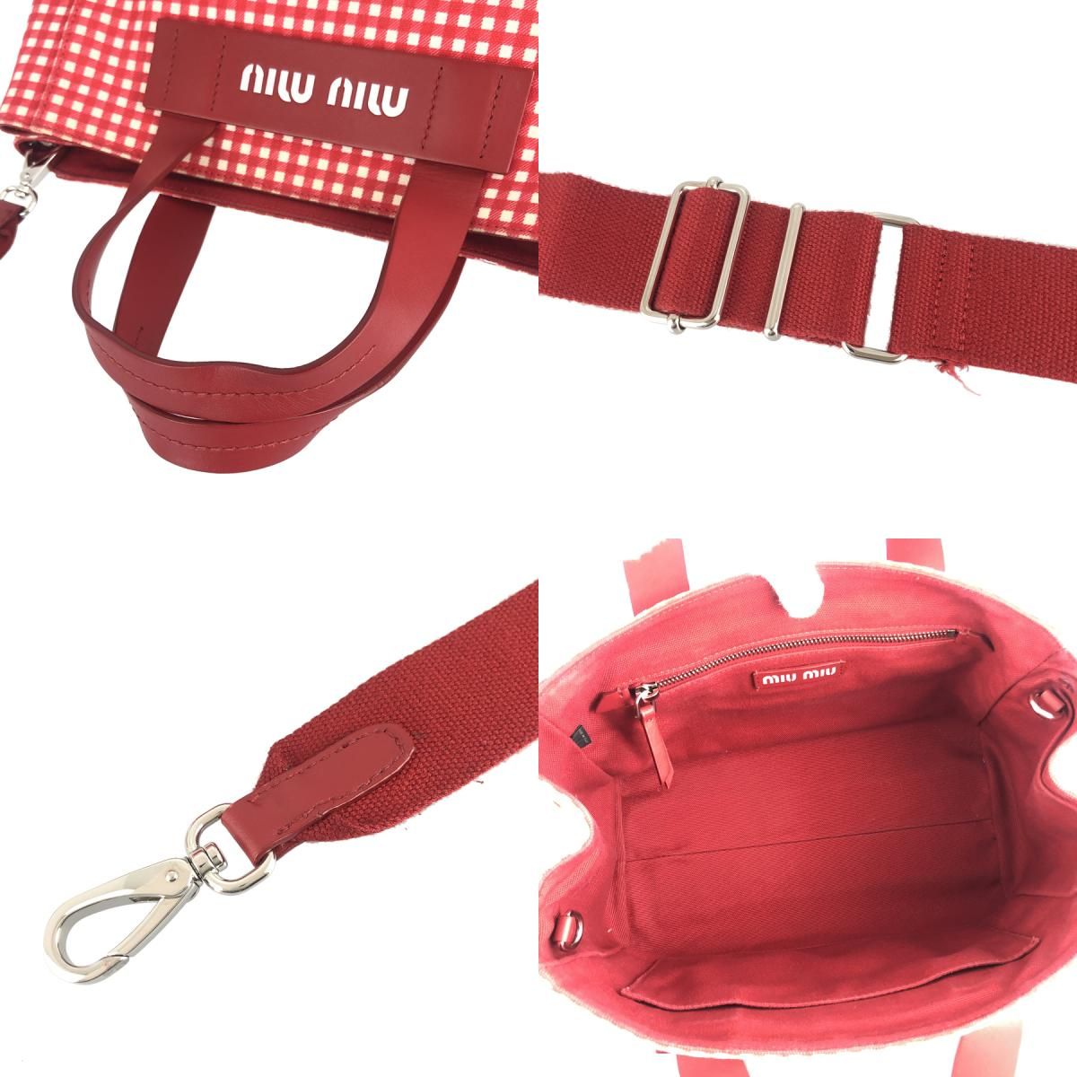 美品 ミュウミュウMIUMIU カナパ 赤 トートバッグ 2025年最新】miumiu カナパの人気アイテム - メルカリ