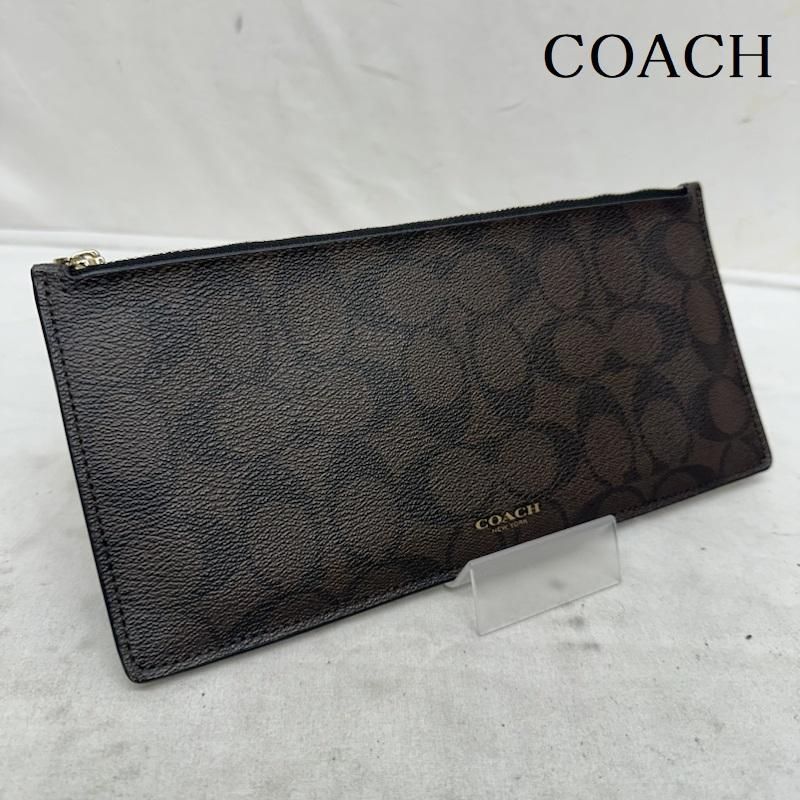 COACH コーチ ポーチ シグネチャー レザー ペンケース 筆箱 ミニポーチ