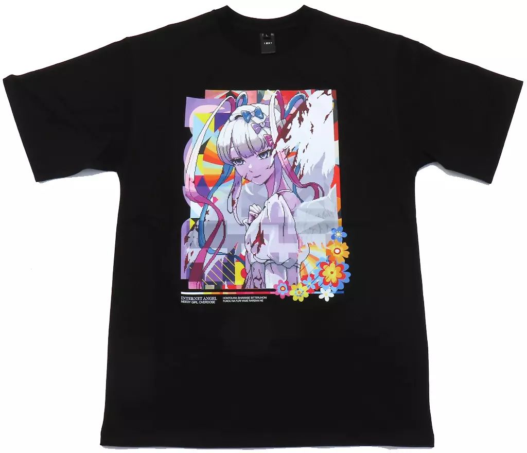 中古】Tシャツ 超てんちゃん サイケ天使T ブラック メンズフリーサイズ 【NEEDY GIRL OVERDOSE 】サイケ天使Tシャツ Lサイズ