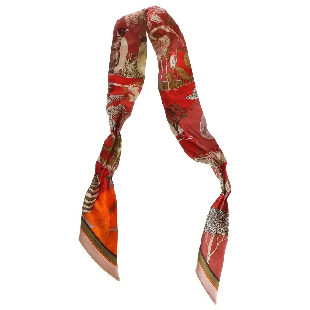 ベーシック HERMES エルメス ツイリー プレシャス パラダイス レッド シルク スカーフ 競争力のある