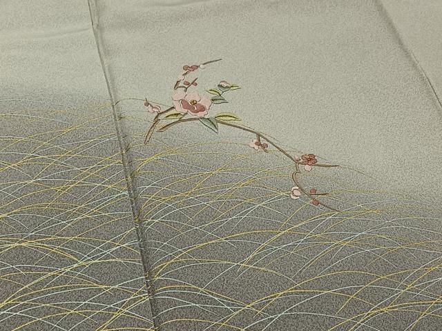 平和屋着物□訪問着 刺繍 枝花文 暈し染め 金糸 金彩 正絹 逸品