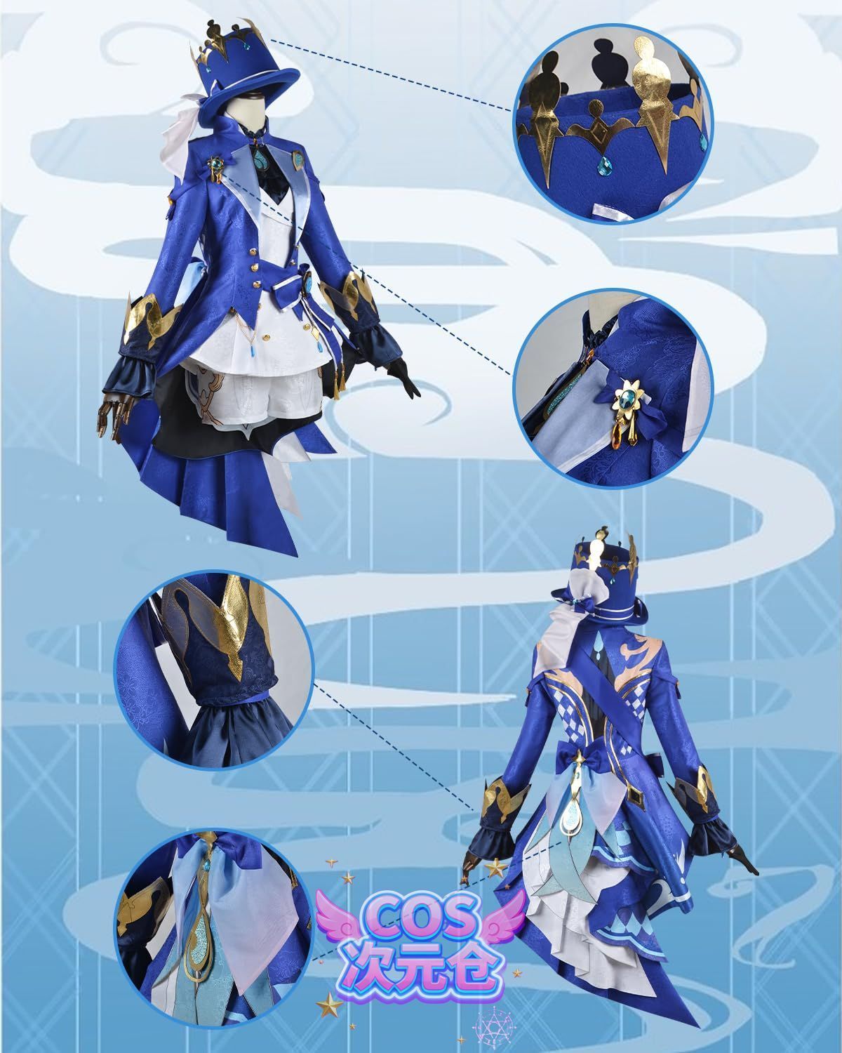 フリーナ ウィッグ付き 神併 フリーナ コスプレ ウィッグ付き 水神 原神 コスプレ衣装 フルセット コスチューム 大人用 仮装 文化祭 Genshin Furina cosplay