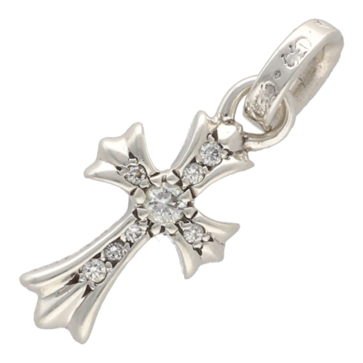 CHROME HEARTS クロムハーツ ベイビーファットクロスチャーム SV925 パヴェダイヤモンド ネックレス ペンダント トップ 25011674 RS