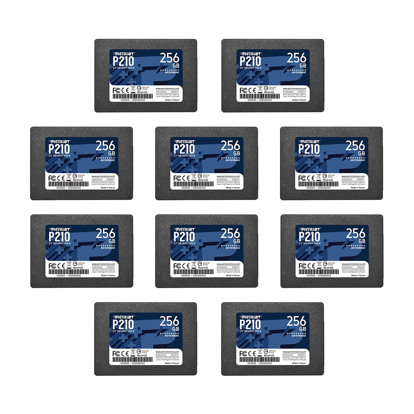 Patriot P210 SATA 3 256GB SSD 2.5 Inch Internal Solid State Drive 10 Pack Lot of 10 - P210S256G2510