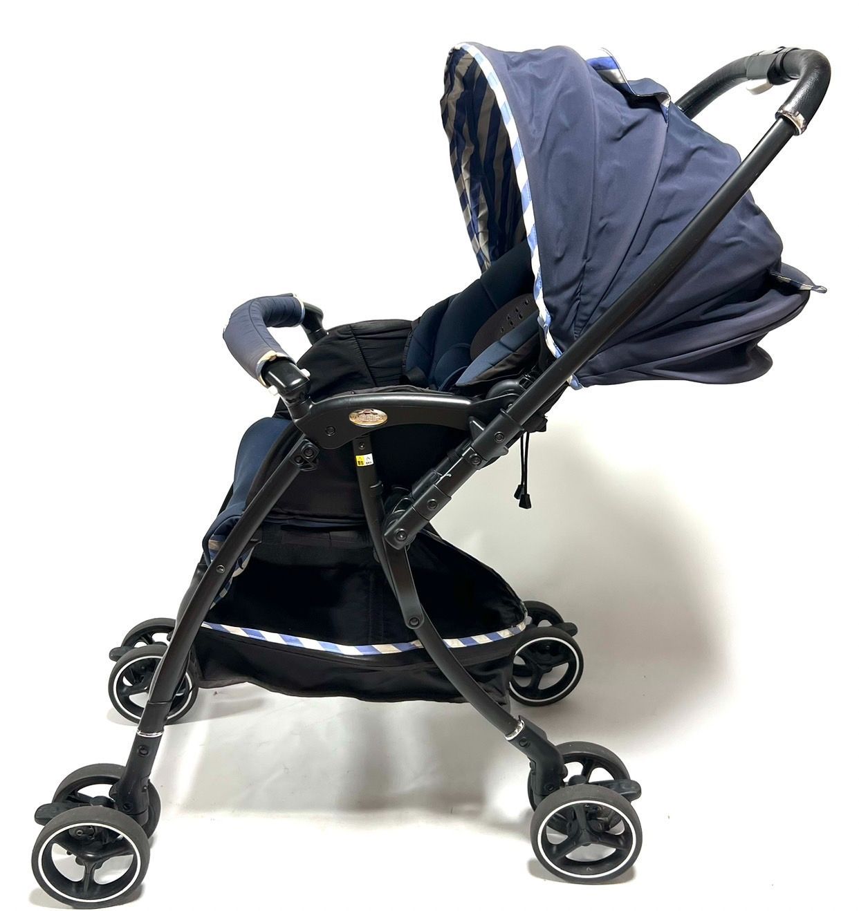 マリンボーダーNV(紺) ラクーナエアー AC 美品】Aprica A型ベビーカー