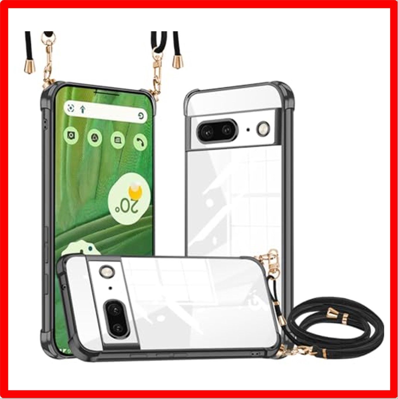 【セール中】 Google Pixel 8_ブラック Google Pixel 8 ケース クリア ショルダー 新型韓国 可愛い 薄型 軽量 TPU バンパー 