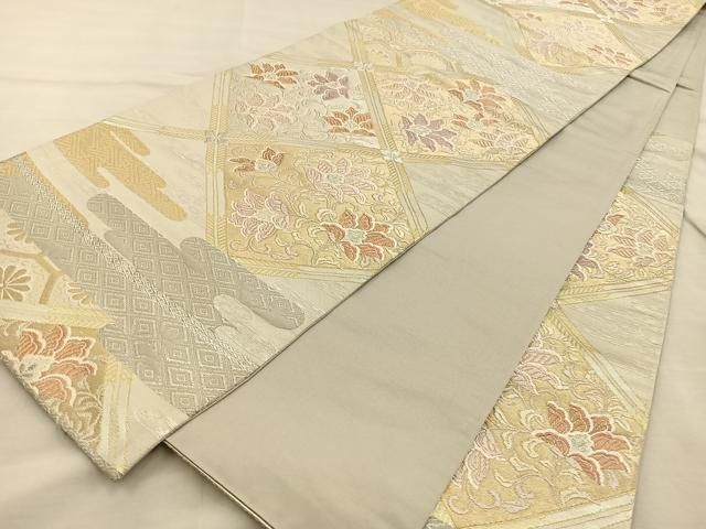 平和屋着物◎六通柄袋帯 唐織 天井更紗花文 金銀糸 正絹 逸品