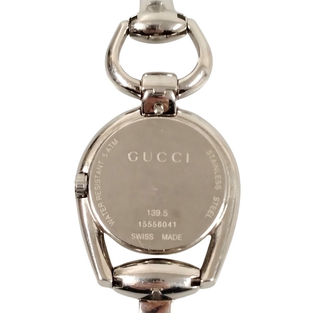 GUCCI グッチ 139.5 ホースビット 3Pダイヤ シェル文字盤 バングル 
