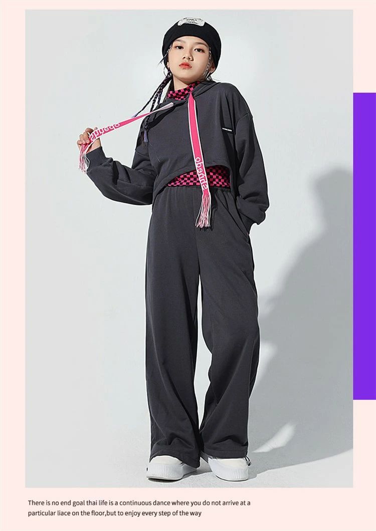 ダンス衣装 ヒップホップ パーカー へそ出し グレー キッズダンス衣装 セットアップ 女の子 セットアップ パーカー パンツ 子供服 HIPHOP k