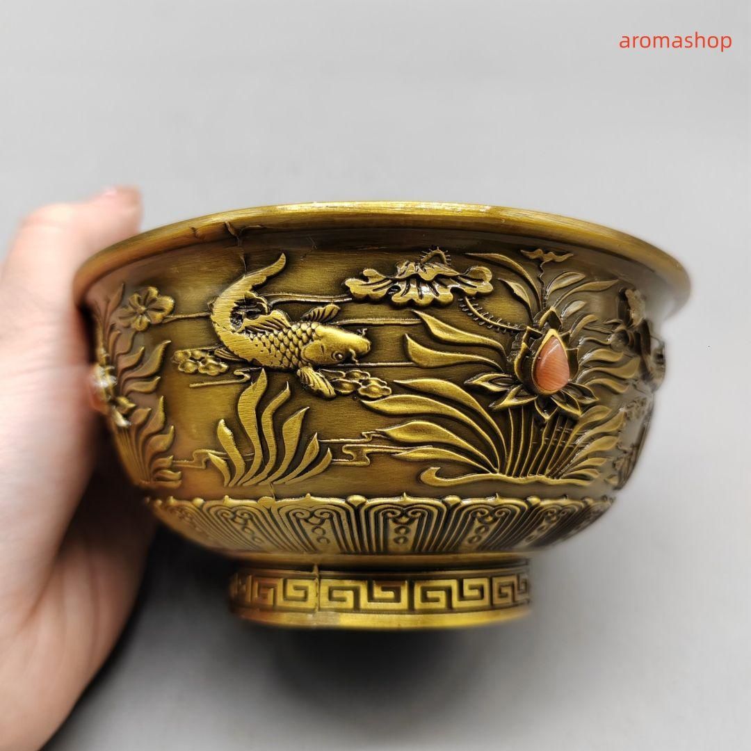 銅製 聚宝盆 香炉 仏間供養 開運 風水装飾品 工芸品 置物 置物 純銅