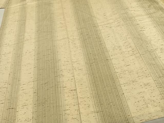 平和屋着物▽ぜんまい紬 単衣 縞 やまと誂製 正絹 逸品 AAAV2767fy