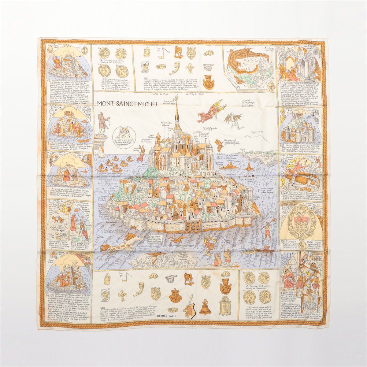 美品 エルメス タグ付 カレ 90 MONT SAINCT MICHEL モンサン