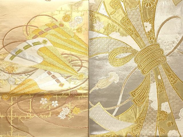 【袋帯】未使用品/本金箔煌めく＊西陣織＊鳳凰と鶴の吉祥文/花尽くし/424cm kimono-cafe_uhukuroobi36