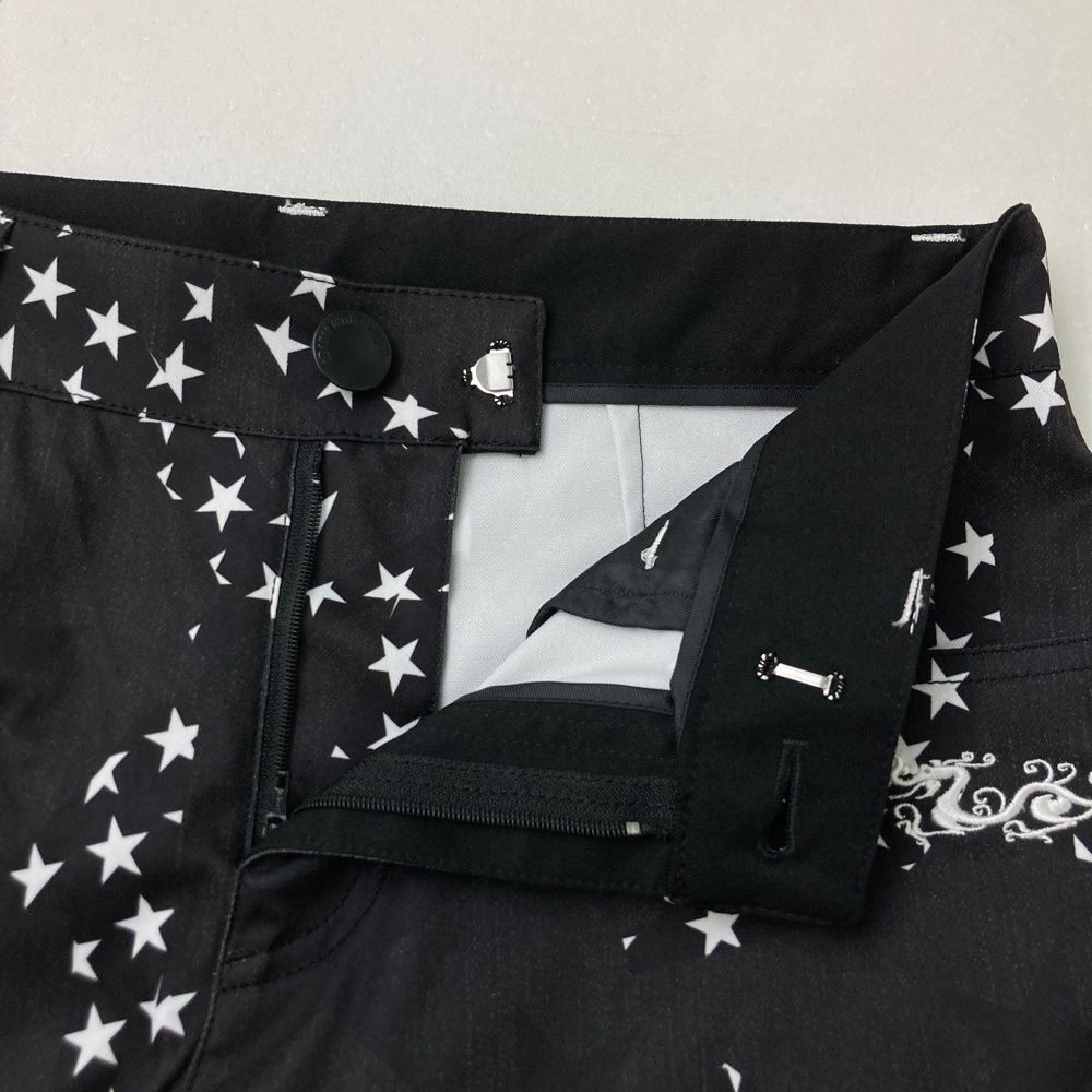 衝撃王道人気! サイズ 3 DANCE WITH DRAGON ダンスウィズドラゴン ロングパンツ 星柄 ブラック系 240101541694 ゴルフウェア レディース ストスト 頑張る