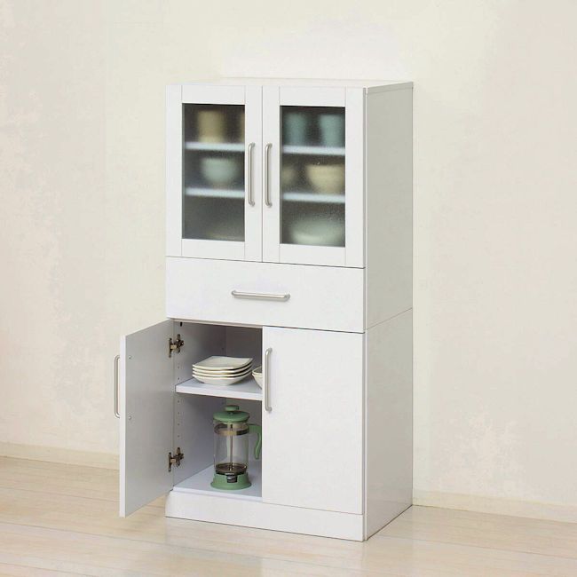 送料無料 鏡面メラミン仕様 食器棚 幅60 カップボード 収納 新品（761） 鏡面メラミン仕様 食器棚 幅60cm 高さ120cm キッチン収納 カップボード