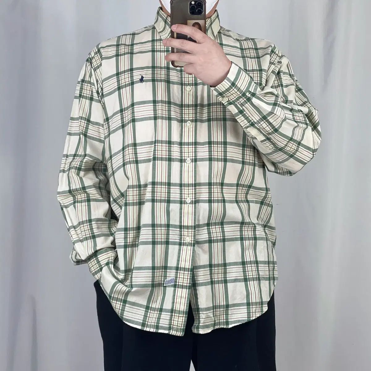 ポロ チェック 長袖 シャツ L 250306