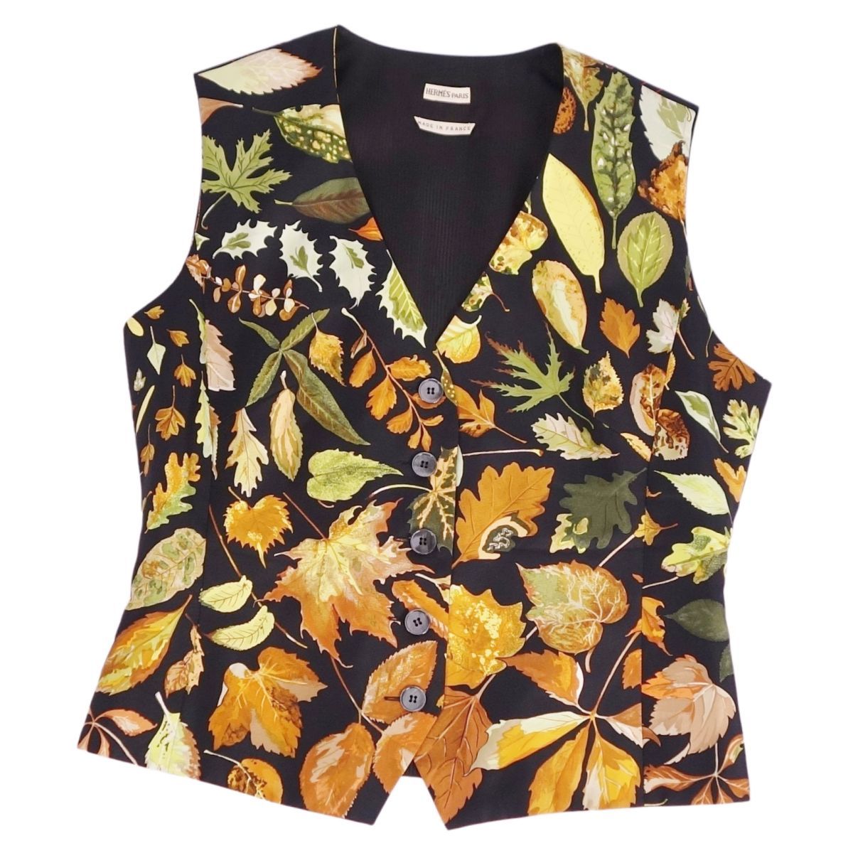 HERMES ジレ エルメス ベスト シルク マルジェラ 草木柄 ヴィンテージ