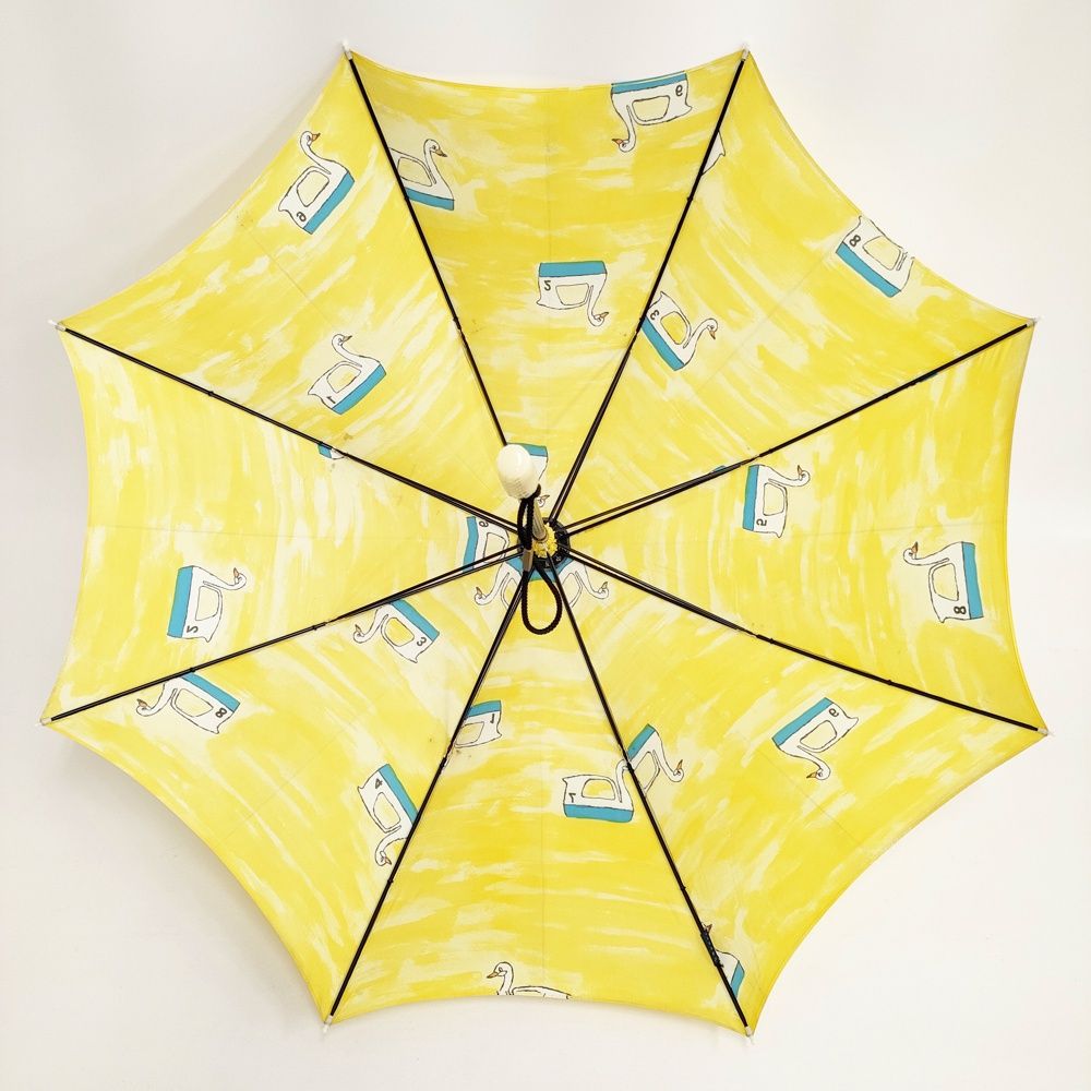 イイダ傘店 スワン 雨傘 白鳥 アンブレラ 長傘 傘 イエロー レディース イイダ傘店 5-0114G