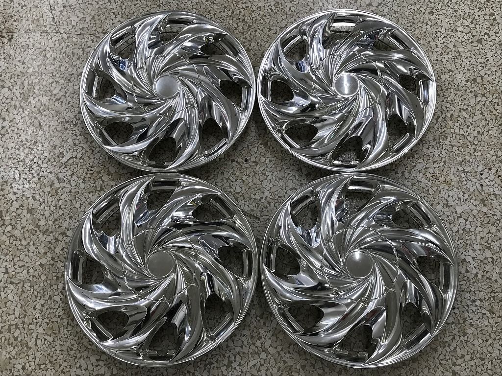 ◎傷小良品 メッキ 13インチ ホイールキャップ 4枚 送料無料 (沖縄・離島除く) 検) 旧車系 ヤンチャ系 旧規格 軽トラ 軽バン カスタム USDM