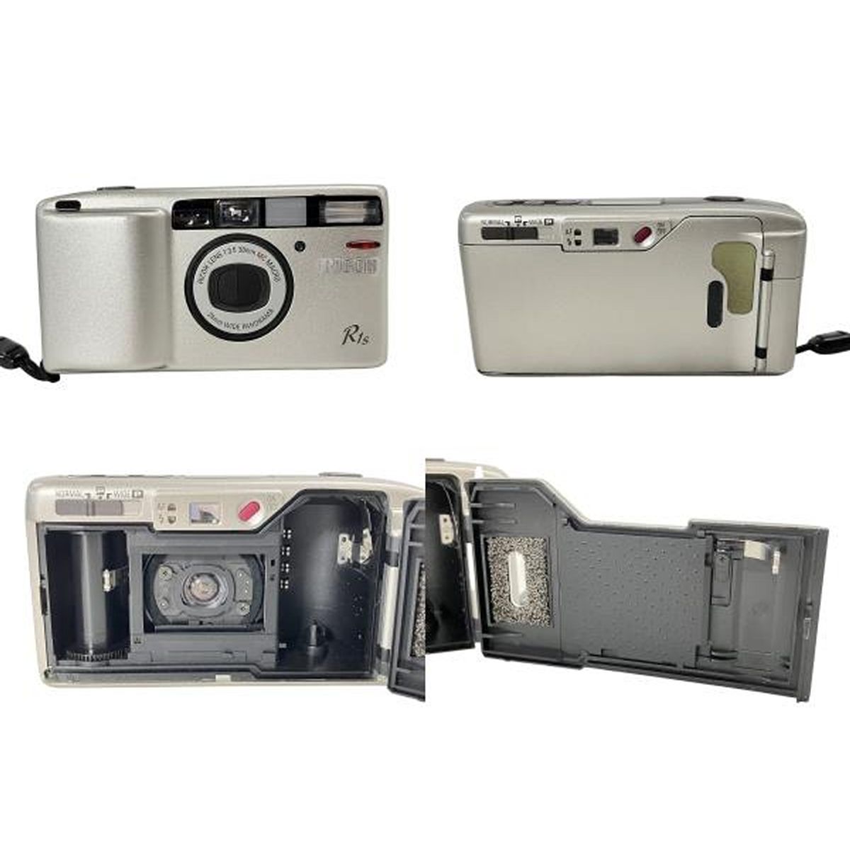 s シルバーコンパクトフィルムカメラ