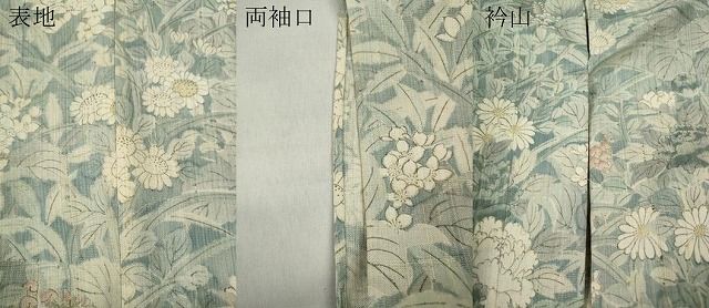 平和屋着物▽生紬 単衣 草花尽くし 正絹 逸品 CAAT4114ut