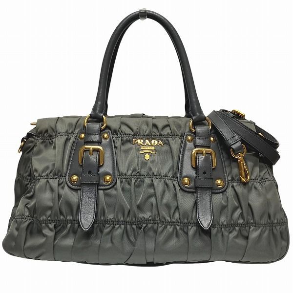 PRADA プラダ ハンドバッグ ショルダーバッグ レザー グレー