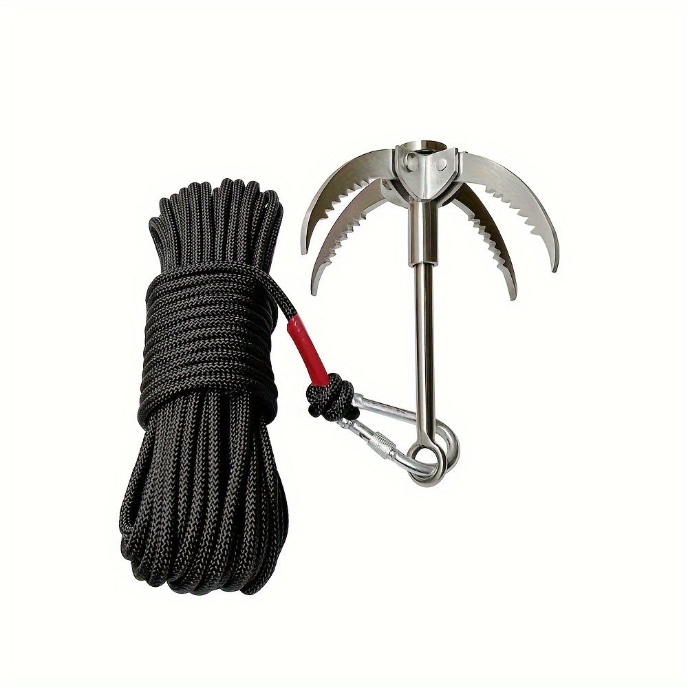新着商品 ステンレス製グラップリングフック - アウトドアアドベンチャー用19.51メートルの耐久性ナイロンロープ付きマルチファンクショナルサバイバルクローmSA