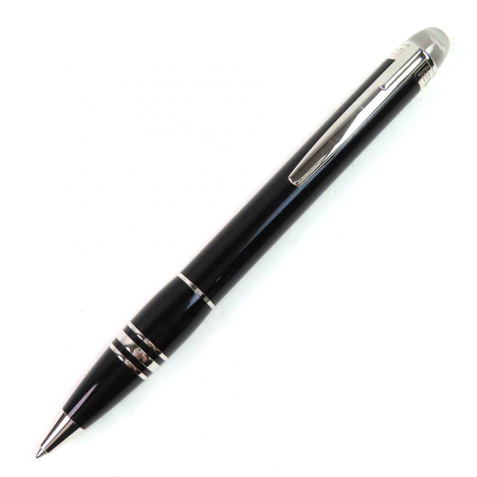 △MONTBLANC モンブラン スターウォーカー PIX ホワイトスター ツイスト式 ボールペン ブラック シルバー ドイツ製 メンズ 筆記 済み
