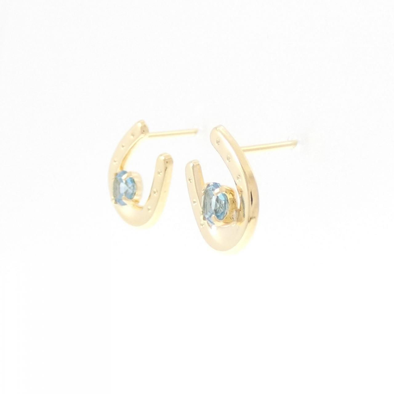 K18YG ホースシュー ブルートパーズ ピアス