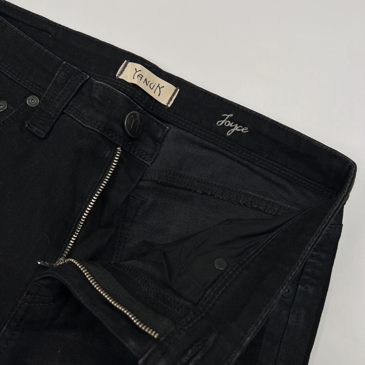YANUK ヤヌーク サイドライン デザイン ブラックデニム パンツ  
