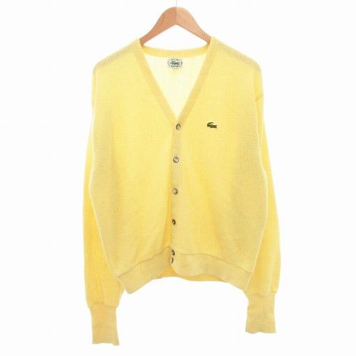 【かっしー】80s アイゾットラコステ アクリルカーディガン イエロー M ラコステ LACOSTE IZOD 80s ヴィンテージ アクリルカーディガン