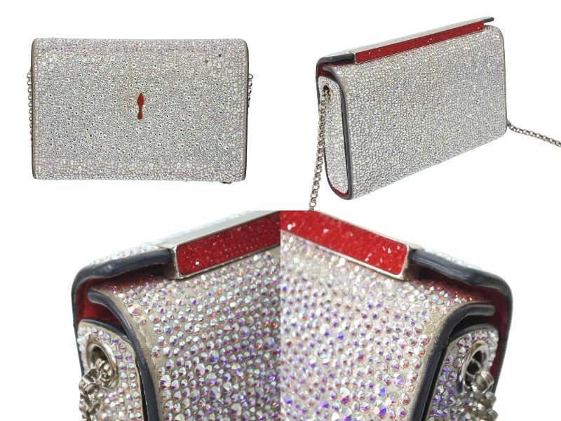 Christian Louboutin クリスチャンルブタン ショルダーバッグ パーティバッグ スワロフスキー 美品 中古 4c070796 Christian Louboutin クリスチャンルブタン ショルダーバッグ パーティ