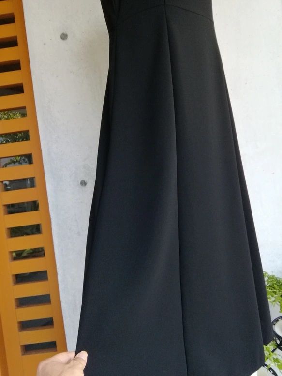 3L ブラックフォーマルノースリーブロングワンピース