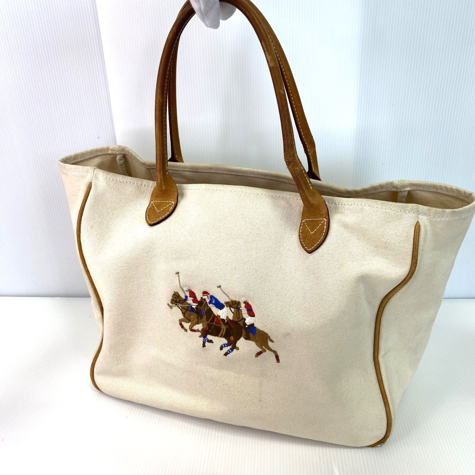 RALPH LAUREN/ラルフローレン ポニー刺繍 キャンバス トートバッグ ポロラルフローレン キャンバストート ビックポニー刺繍