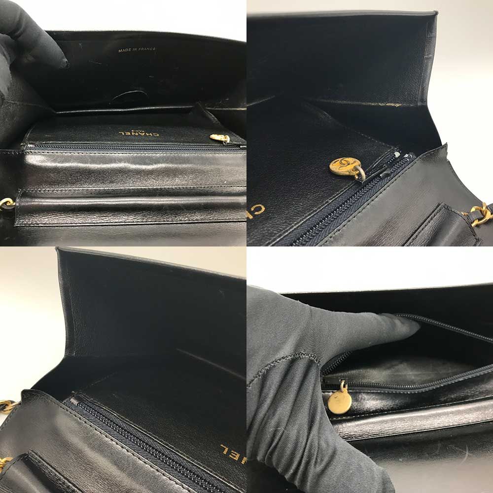 シャネル レザー シングル チェーンショルダー B＋ランク 黒  