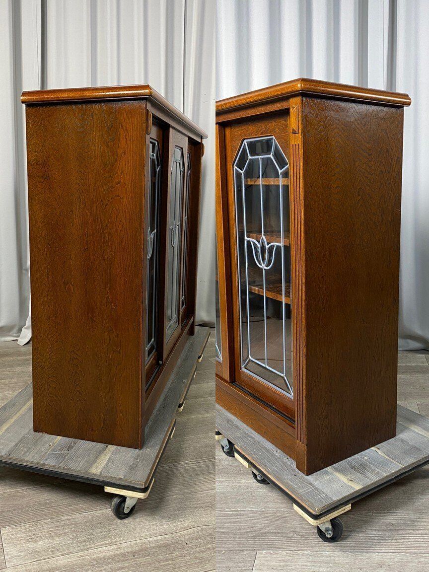 GT91 三越 家具 ブルージュ オーク ガラス キャビネット ステンド  