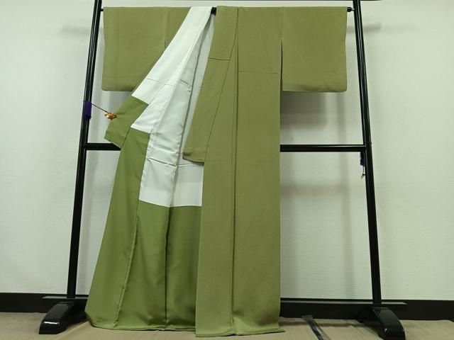 平和屋着物 上質な色無地 柳染色 正絹 AABA7898jh