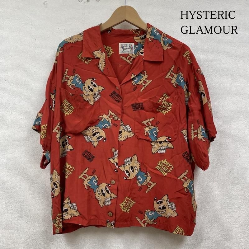 HYSTERIC GLAMOUR ヒステリックグラマー シャツ ブラウス 半袖 半袖 開襟 オープン ロゴ HEY JOEY 総柄 プリント アロハ シャツ レーヨン 01172AH03