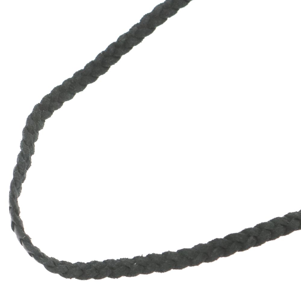 CHROME HEARTS (クロムハーツ) LEATHER BRAID SCROLL TIPS レザーブレイド スクロールチップ ネックレス ブラック/シルバー