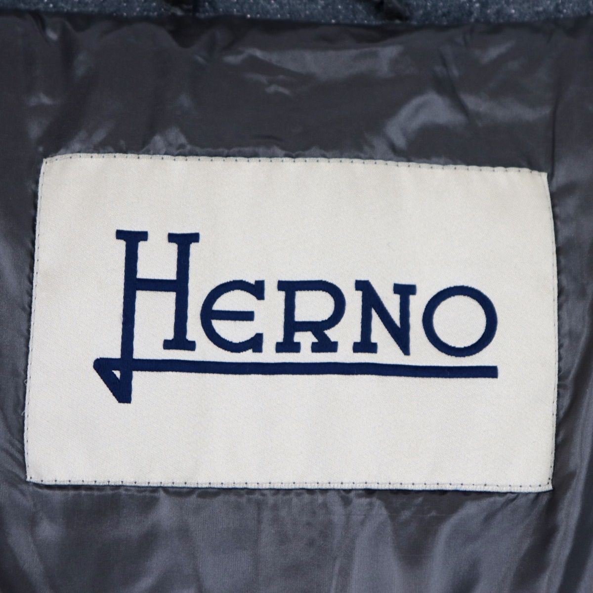 ナイロン100％中綿ヘルノ スタンドカラー ダウンジャケット レディース ウール グレー 42 スパンコールライン Herno