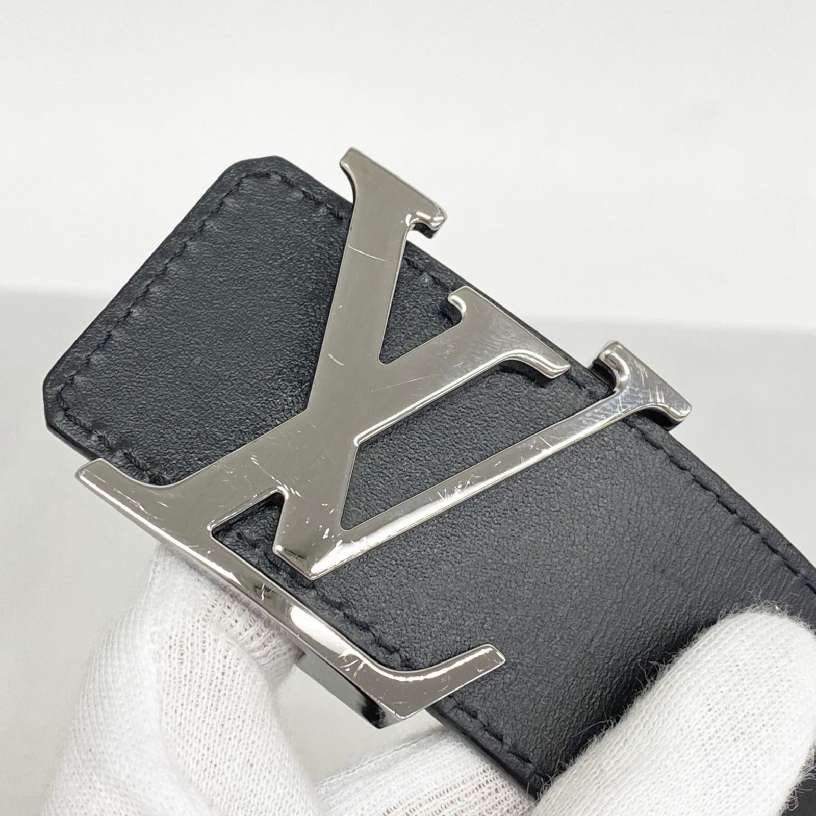 中古 (やや傷や汚れあり) ルイヴィトン ベルト  ロゴバックル サンチュール LOUIS VUITTON - 本物 ルイヴィトン LOUIS VUITTON LV サン
