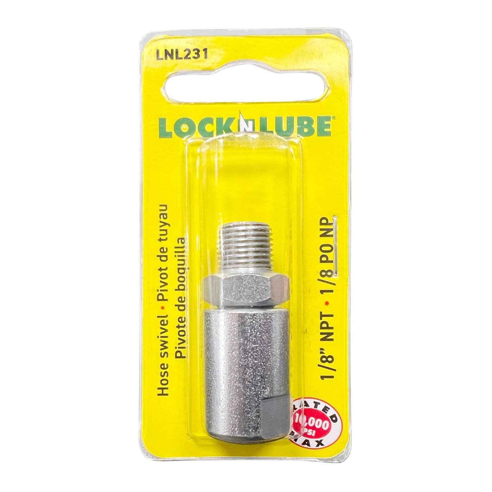 LockNLubeグリースガンホーススイベル-定格10，000PSI。 [1/8