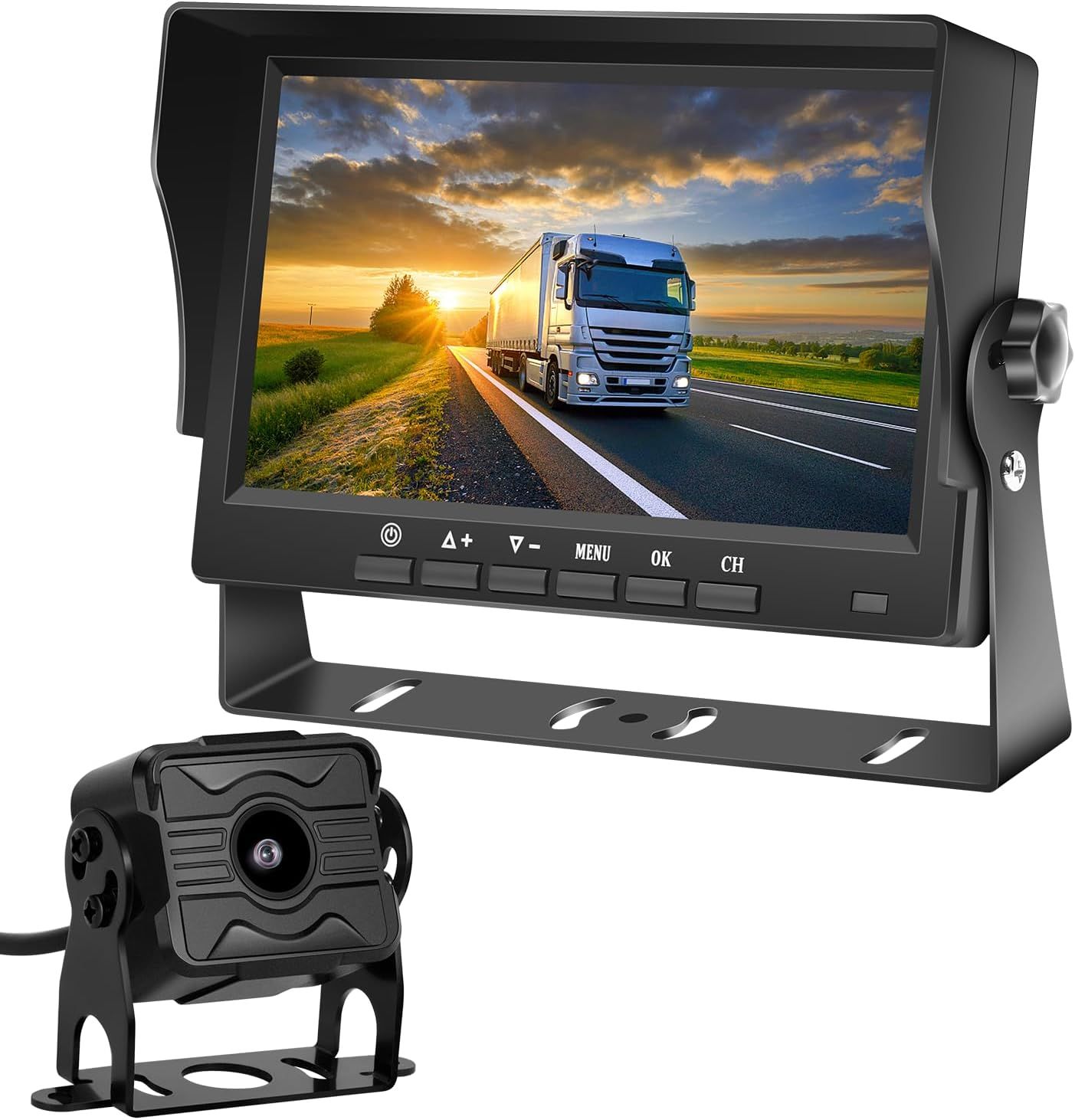 Tonowu AHDバックカメラモニターセット バックモニター バックカメラ24v 7インチIPSモニター 2系統入力可能 12V~36Vまで対応可能 防塵防水カメラ ガイドライン表示/非表示 正像・鏡像を切替え可能