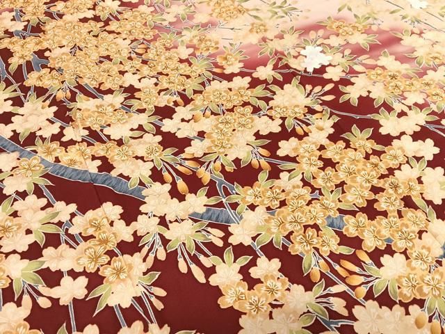 平和屋着物○豪華振袖 枝垂れ桜 暈し染め 正絹 逸品 AAAW9336zg