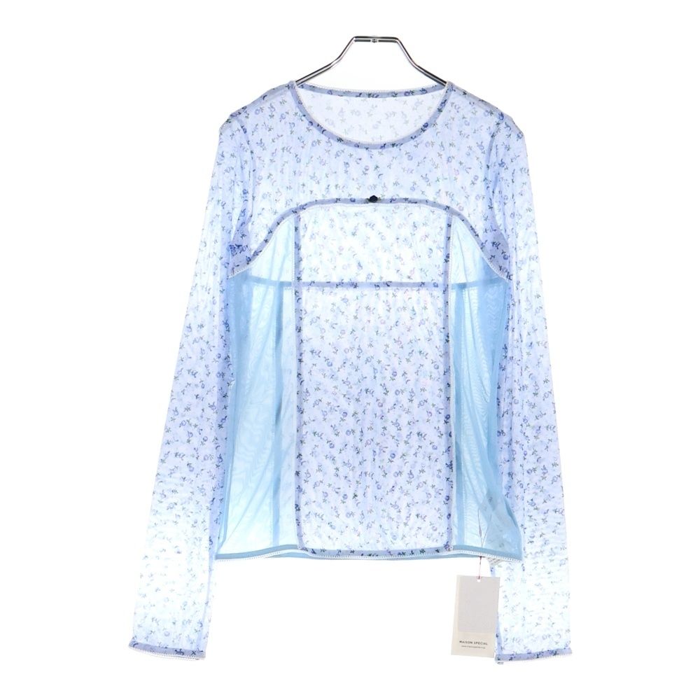 MAISON SPECIAL メゾンスペシャル SMALL FLORAL PATTERN MESH FABRIC INNER TOP スモールフローラルパターン メッシュファブリック インナートップス ブルー レディース 21251415302