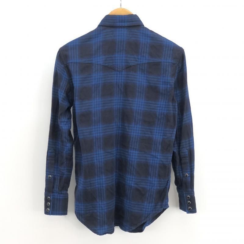 中古】SAINT LAURENT チェックシャツ S ブルー サンローラン[10] - メルカリ