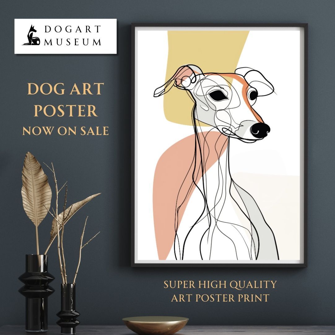 高品質 【犬と線 - イタリアングレーハウンド犬 No.3】ジークレー版画