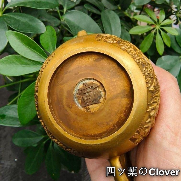 銅器 山水茶壺 酒壺 茶道具 工芸品 美術品 置物 銅製 五牛銅壷