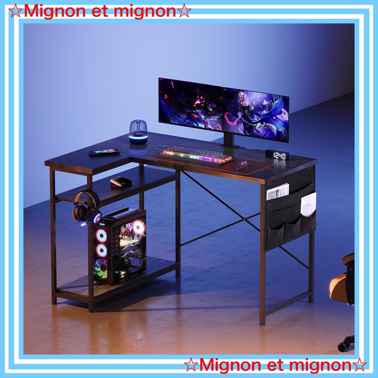 l字デスク ゲーミングデスク 机 デスク 右棚左棚 幅107cm pc