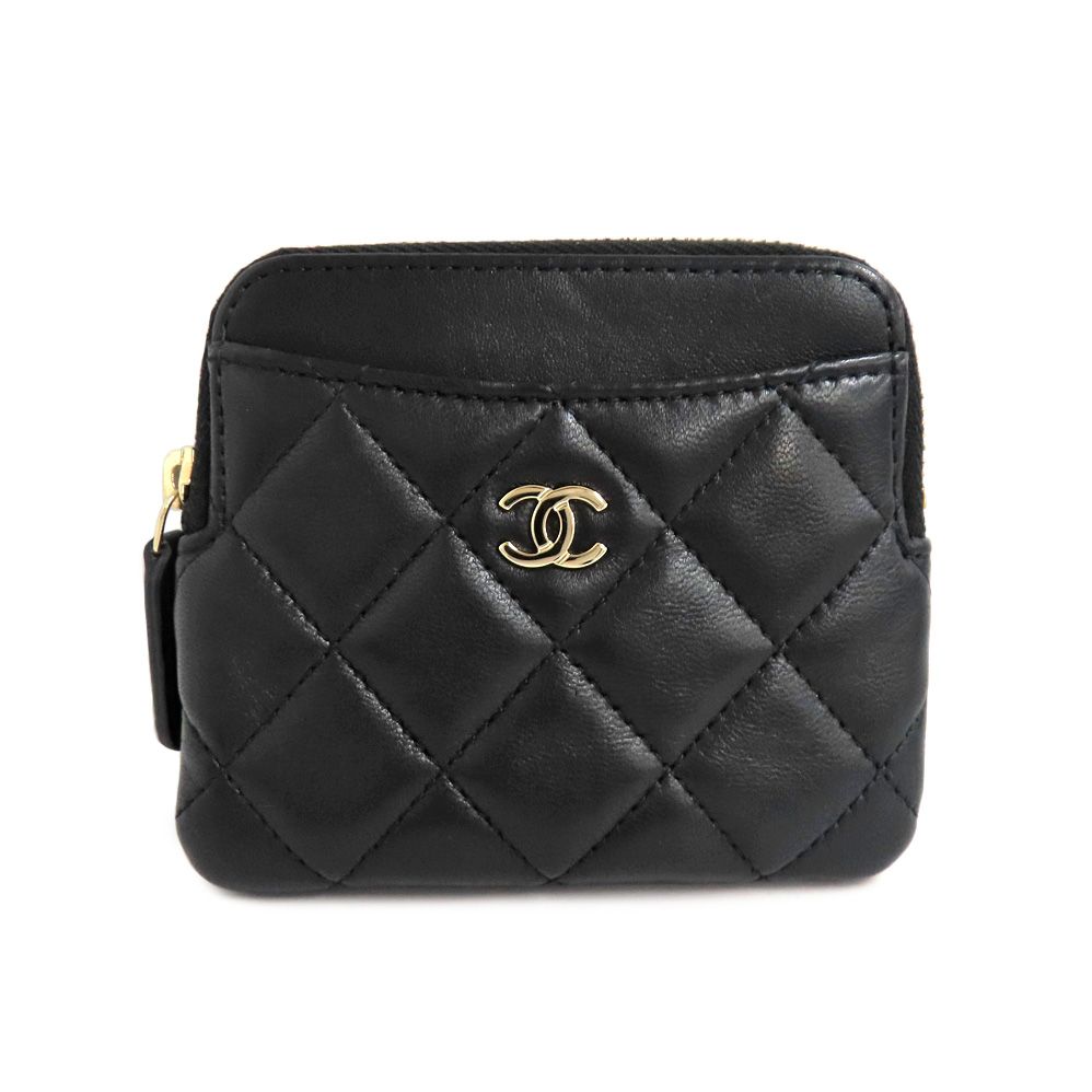 名古屋 シャネル クラシック ジップ コインパース AP2061 ブラック ラムスキン GD金具 マトラッセ 財布 小物 女